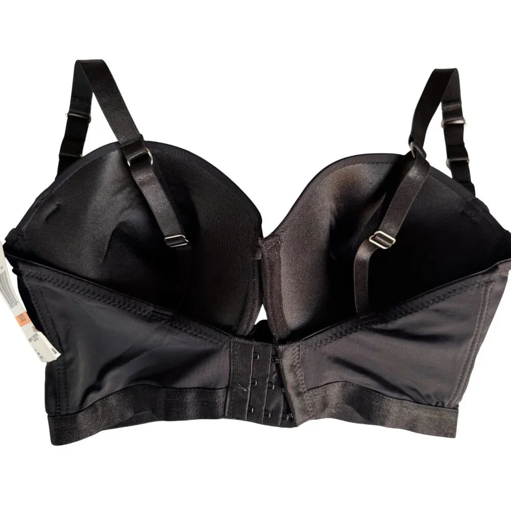 Black Sexy Strappy Padded Underwire Bra 36DD By Jezebel New - Picture 10 of 11